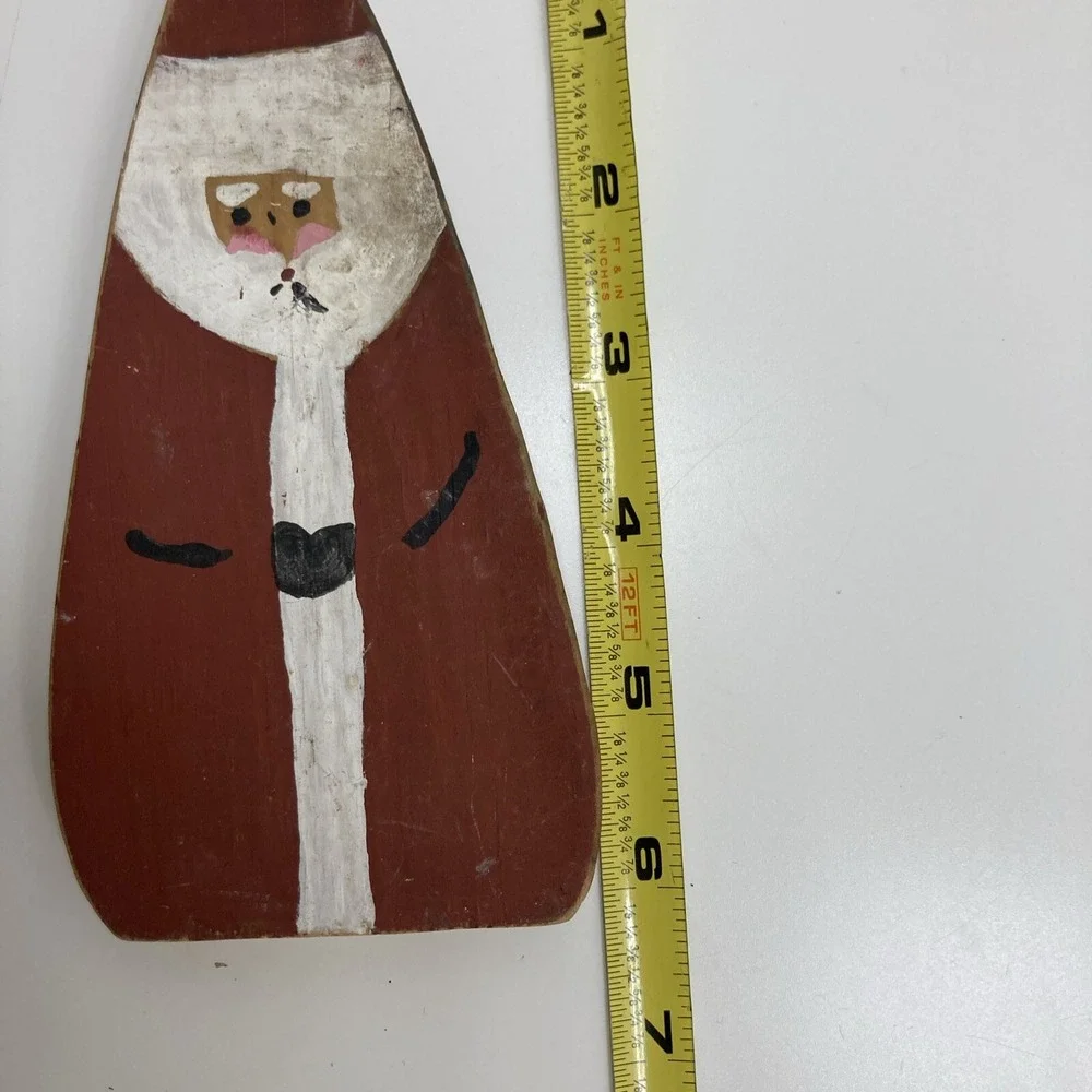 Lot of 5 Vtg Santa Claus Rustic Primitive Hobbyist Wood Hand‎ Painted Figurines